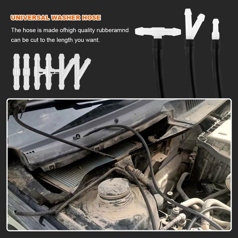 PACLVIO Windshield Washer Hose Kit - 4 Meter Universal Washer Fluid Hose with 12 Pcs Hose Connectors, Fit for Most Vehicle Windshield Washer Nozzle Installation, for Connecting Car Water Pumps and Nozzles - Image 3